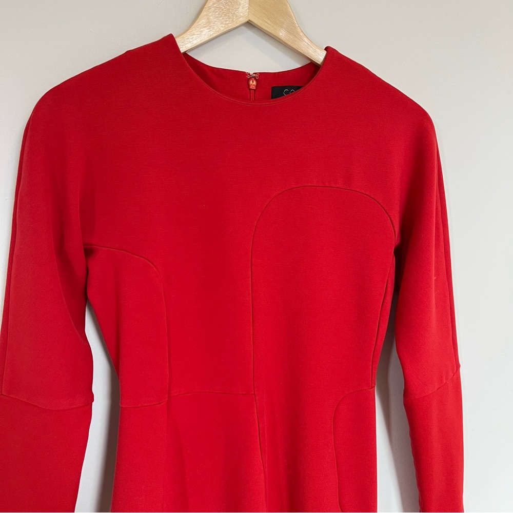 COS Red Asymmetrical Midi Dress Long Sleeve Festive Christmas Primary Red Size 6 - Picture 4 of 13